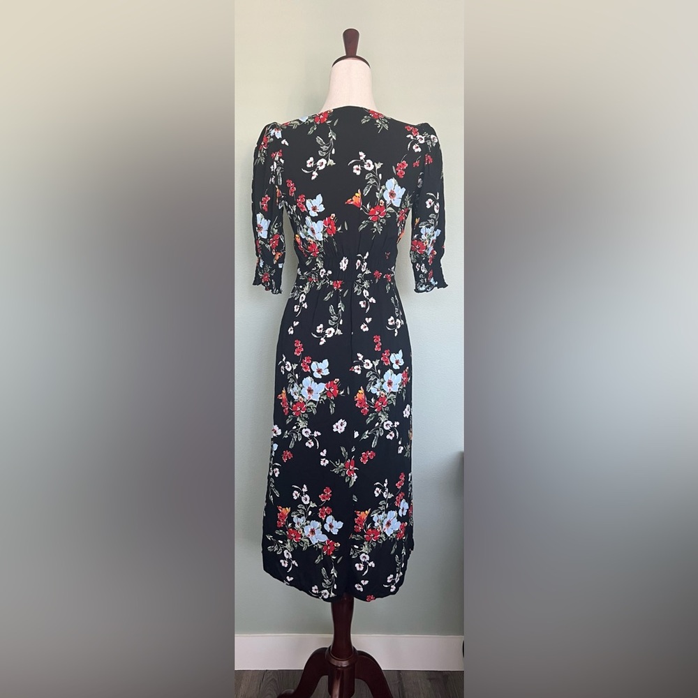 Banana Republic Black Floral Long Sleeve Dress - Picture 3 of 7